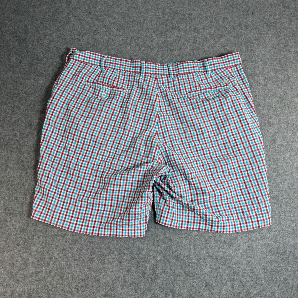 Peter Millar Featherweight Gingham Seersucker Shorts Mens 42 Red Blue White - Picture 2 of 8